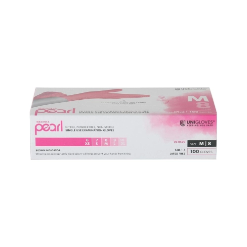 Unigloves Gants Nitrile non poudrés magenta Pearl medium 100 pcs