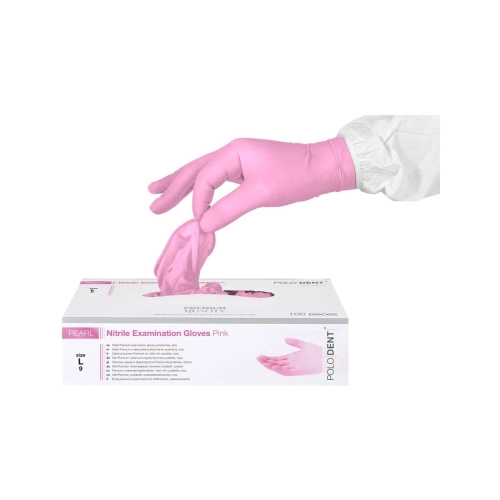 PoloDent Pearl nitrile non poudrés rose large 100 pcs